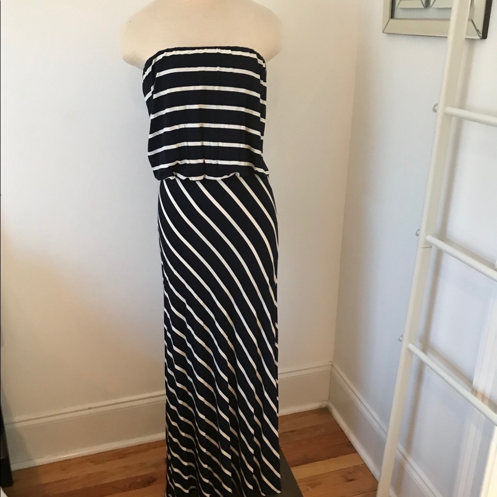 Olivaceous Maxi Dress Navy/White Stripe